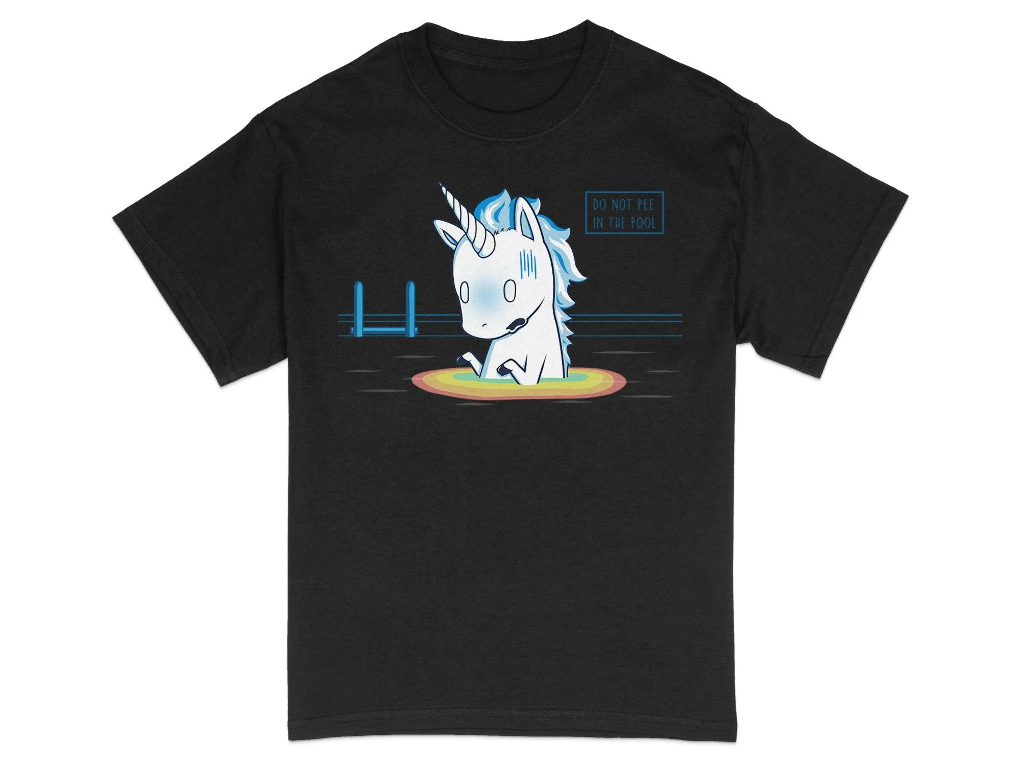 Funny Unicorn Pool Rules T Shirt Do Not Pee Reminder Whimsical Poolside Summer Apparel for Men and Women