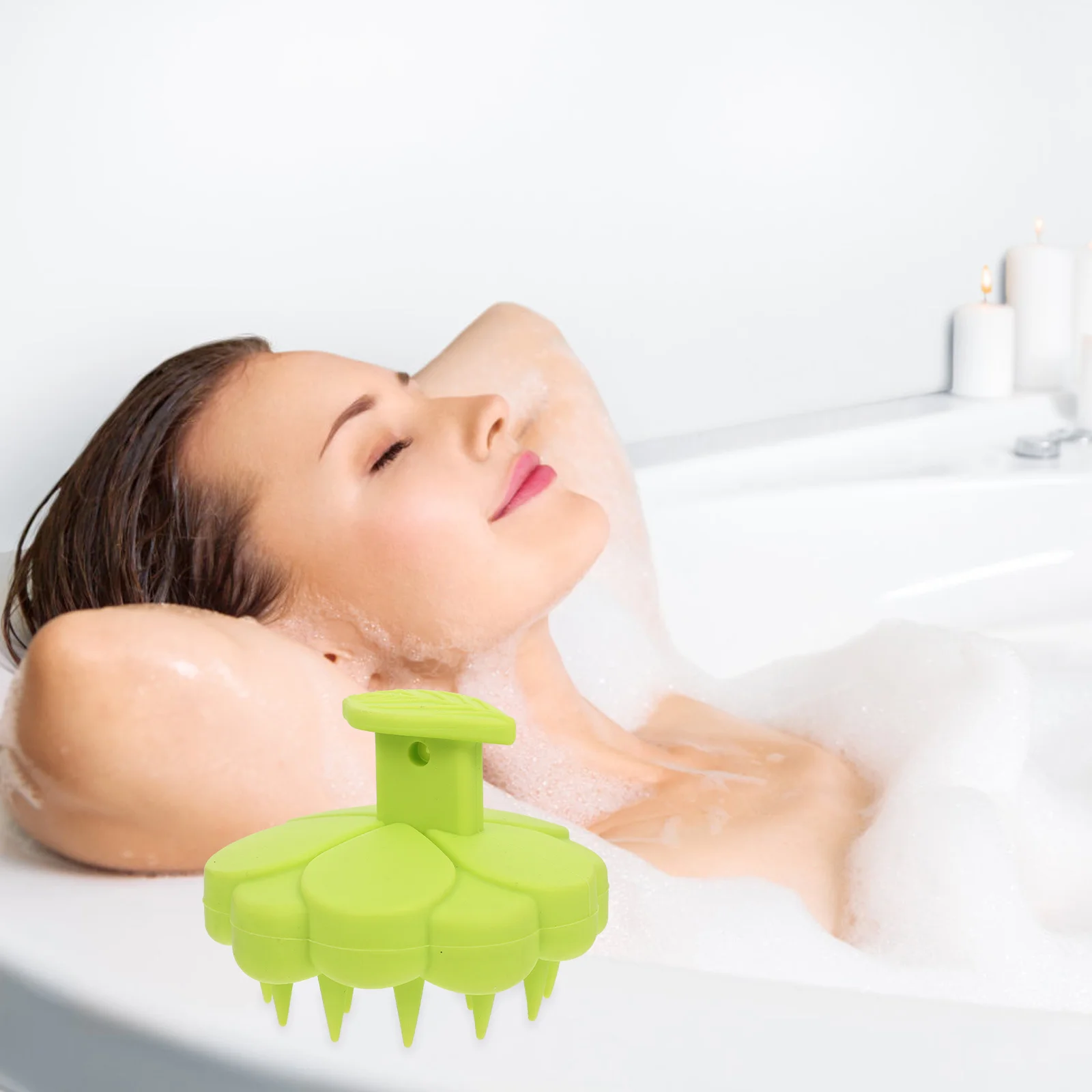 فرشاة تدليك فروة الرأس أداة غسيل الشعر المحمولة للتنظيف العميق والتقشير والشامبو المصنوع من السيليكون المقاوم للاهتراء