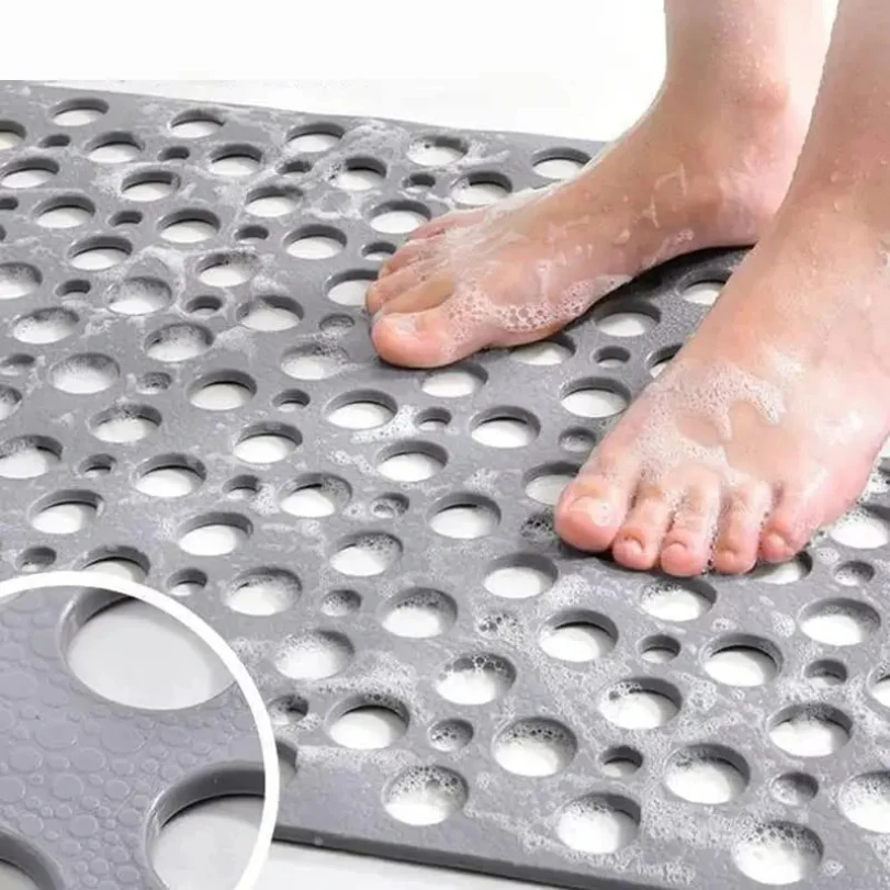 

for Shower or Tub Slip Anti Mould Rubber Anti Slip Bath Mat with Drain Holes Machine Washable Antibacterial Resistant Shower Mat