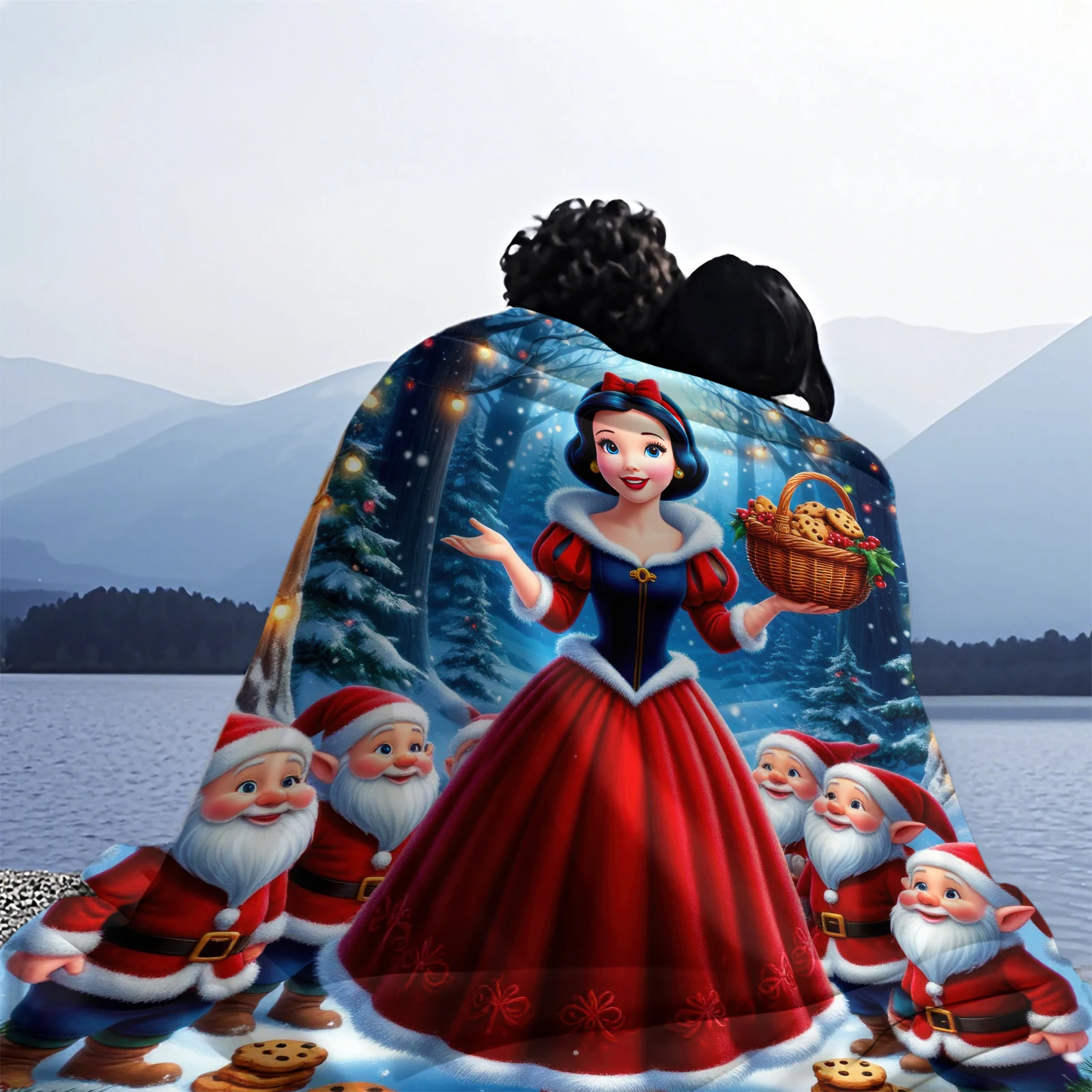 عيد الميلاد سنو وايت الأميرة وحورية البحر الصغيرة أرييل الفانيلا بطانية مروحة هدية مناسبة للمنزل الترفيه التخييم السفر #6