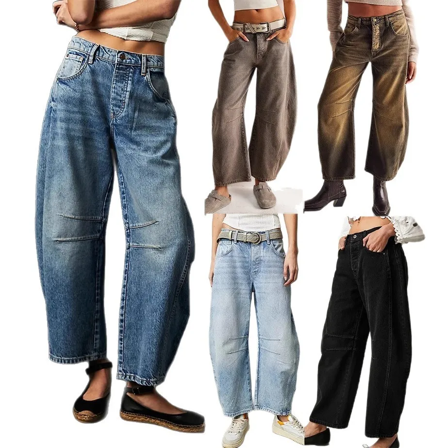 Low Waist Jeans Mid Waist Streetwear with Flared Distressed Style Individual Streetwear Regular Thickness No Stretch Women Jeans