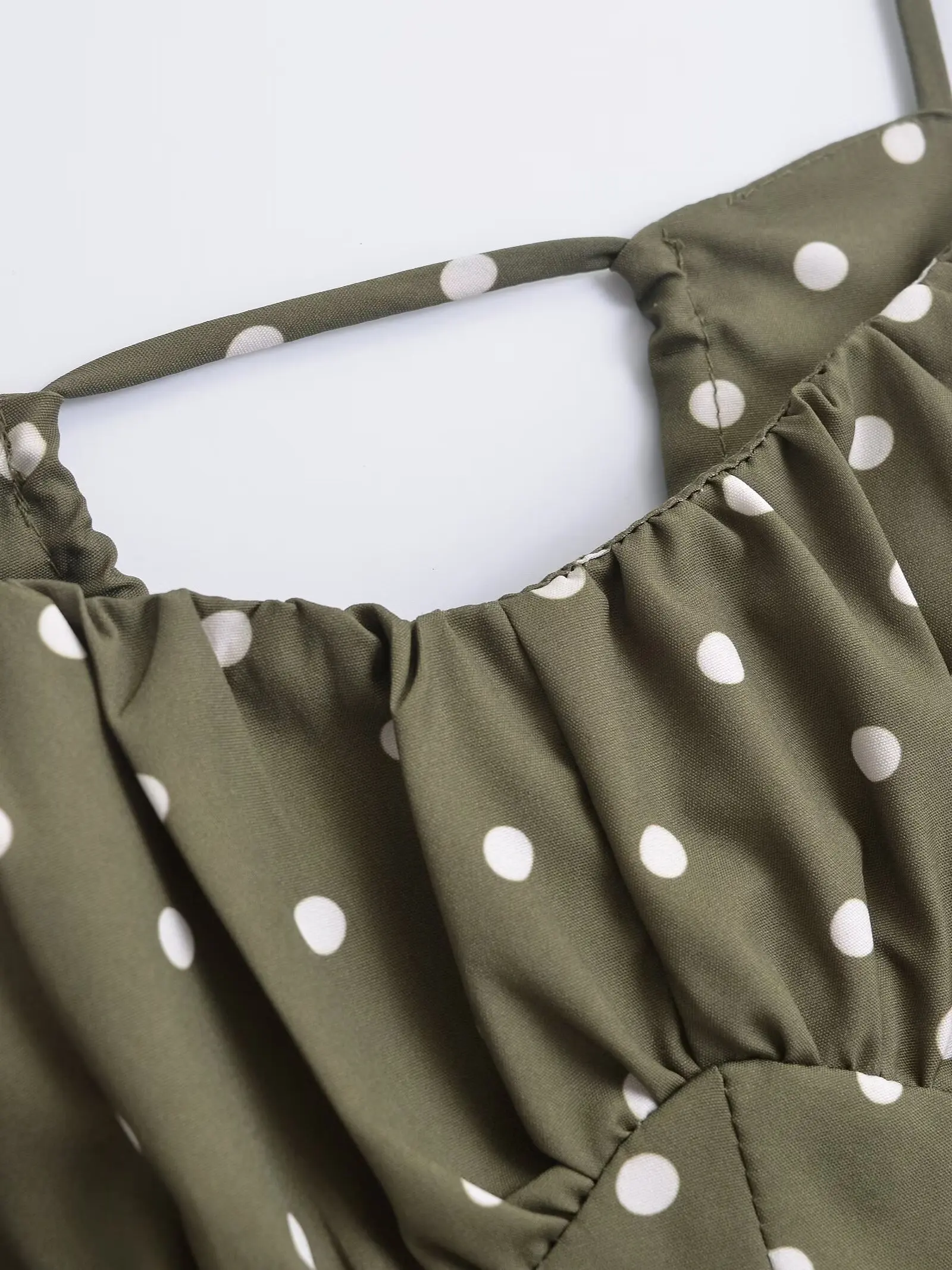 KONDALA 2025 Holiday Party Donna Green Dot Dress Pieghe Cerniera Slim Abito lungo a canotta Moda femminile Chic Abiti