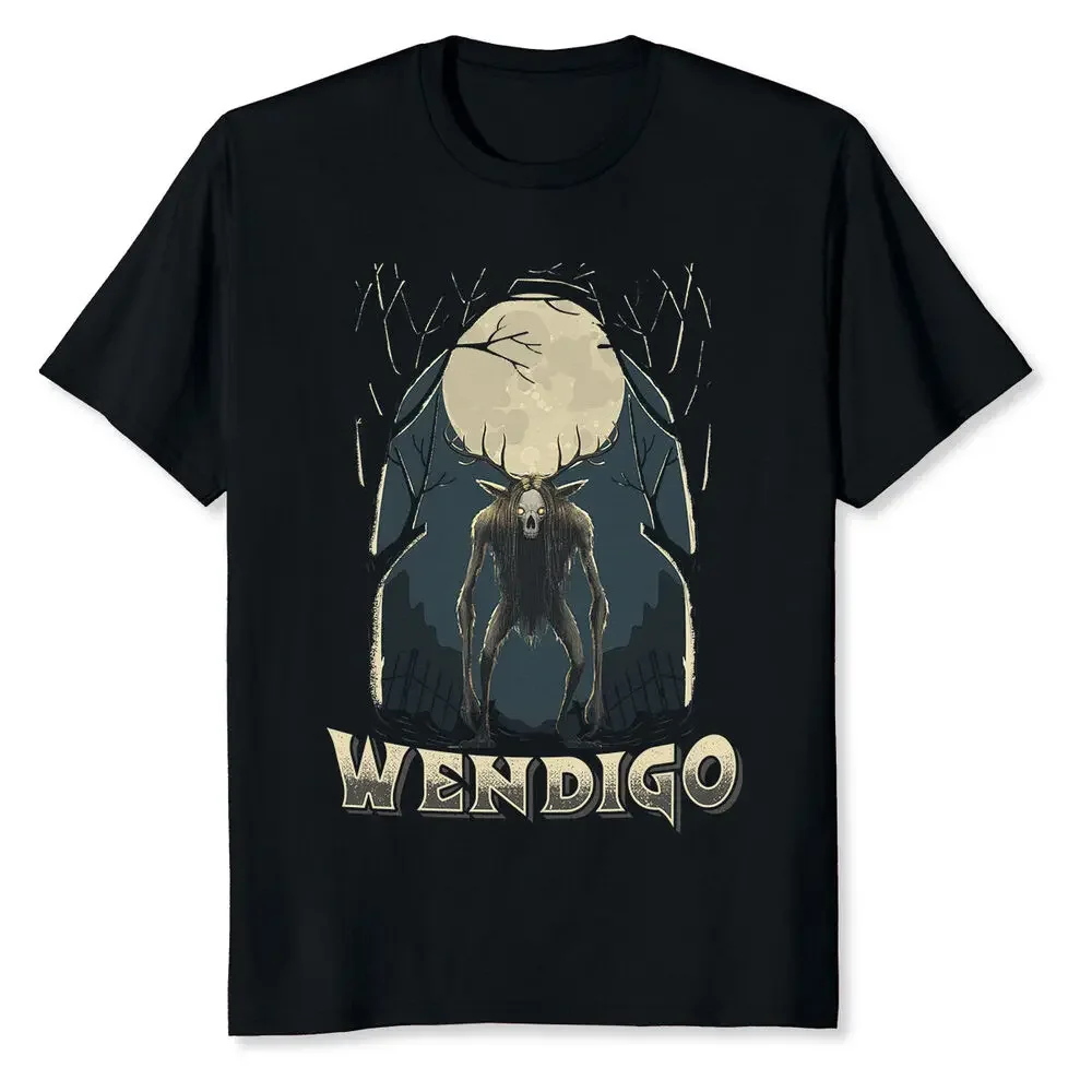 Wendigo Supernatural Folklore Cryptid Full Moon T-Shirt For Men Clothing Women Tees Y2K Tops Unisex Summer Short Sleeve