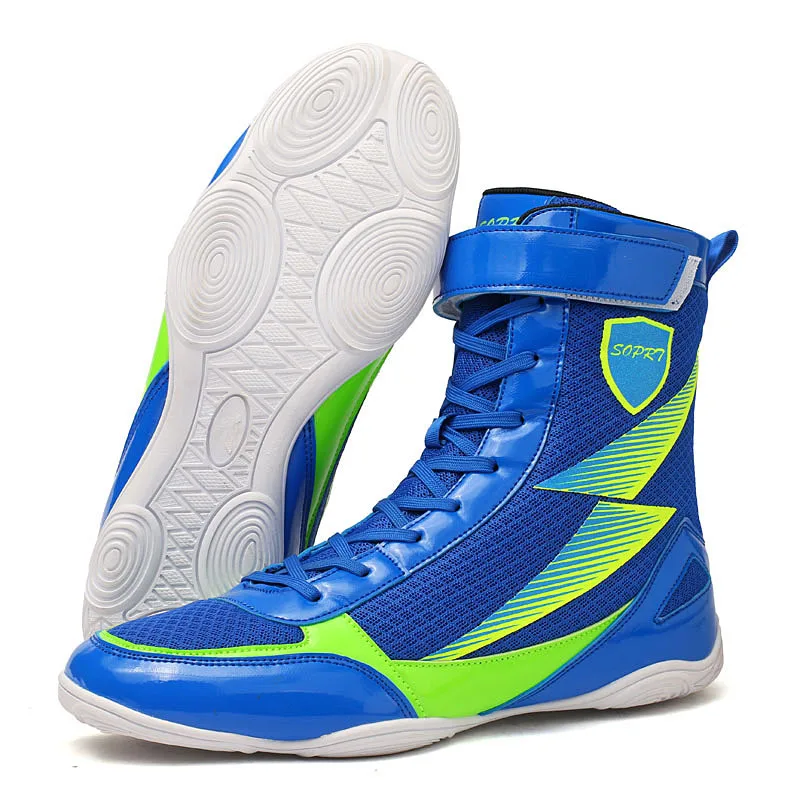 Boxing Shoes Men Women Wrestling Shoes Martial Arts Training Boot High Top Non Slip Rubber Sole Breathable Sanda Gym Fight Shoes
