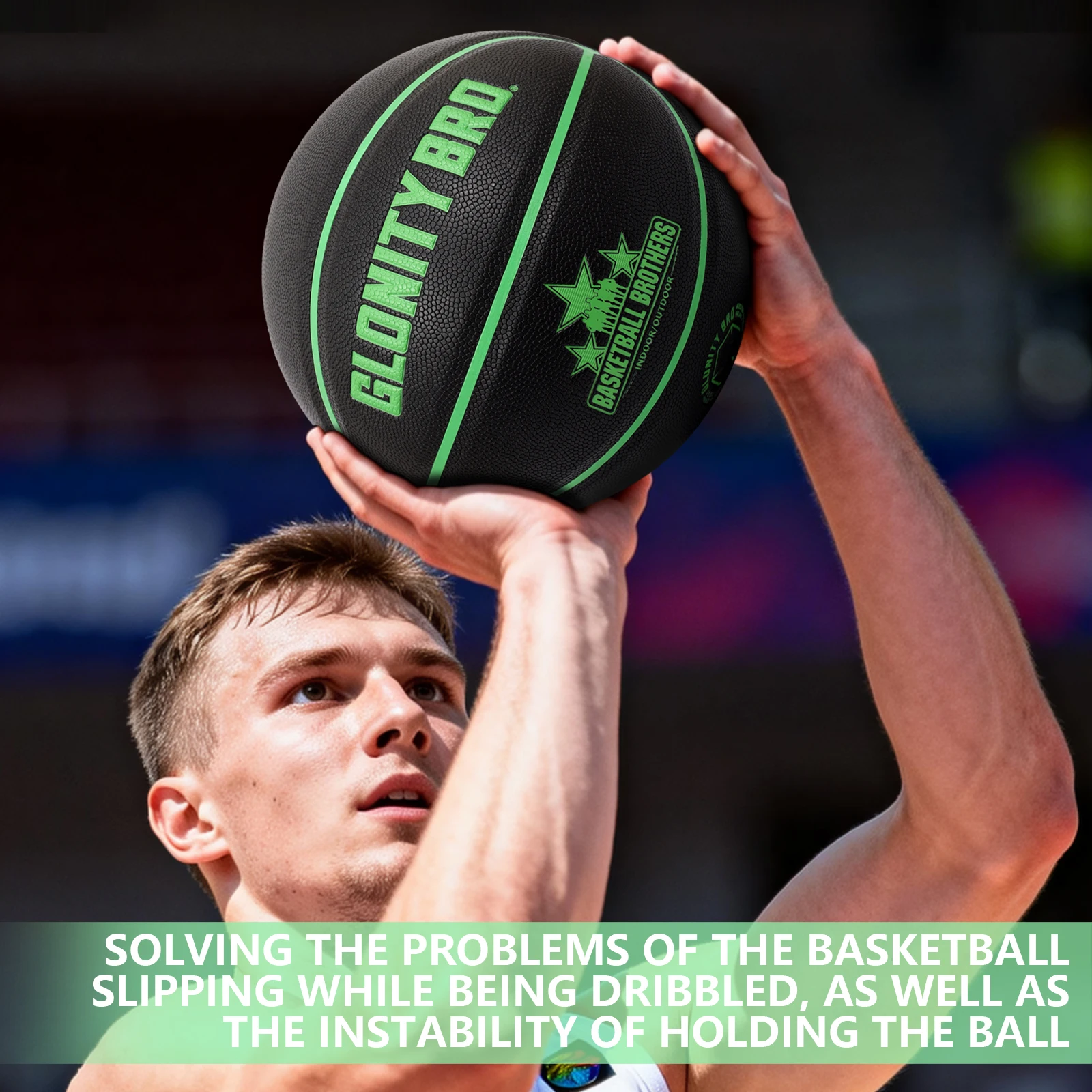 

High Quality Black-Green Pu Composite Basketball Standard Size 7 Durable In&Outdoor Game Ball For Adult Teenager Team Basketball