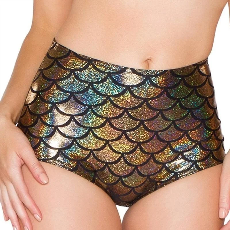 Culotte sirène taille haute pour femme, lingerie sexy, caleçon, short, sous-vêtement, noir, rouge
