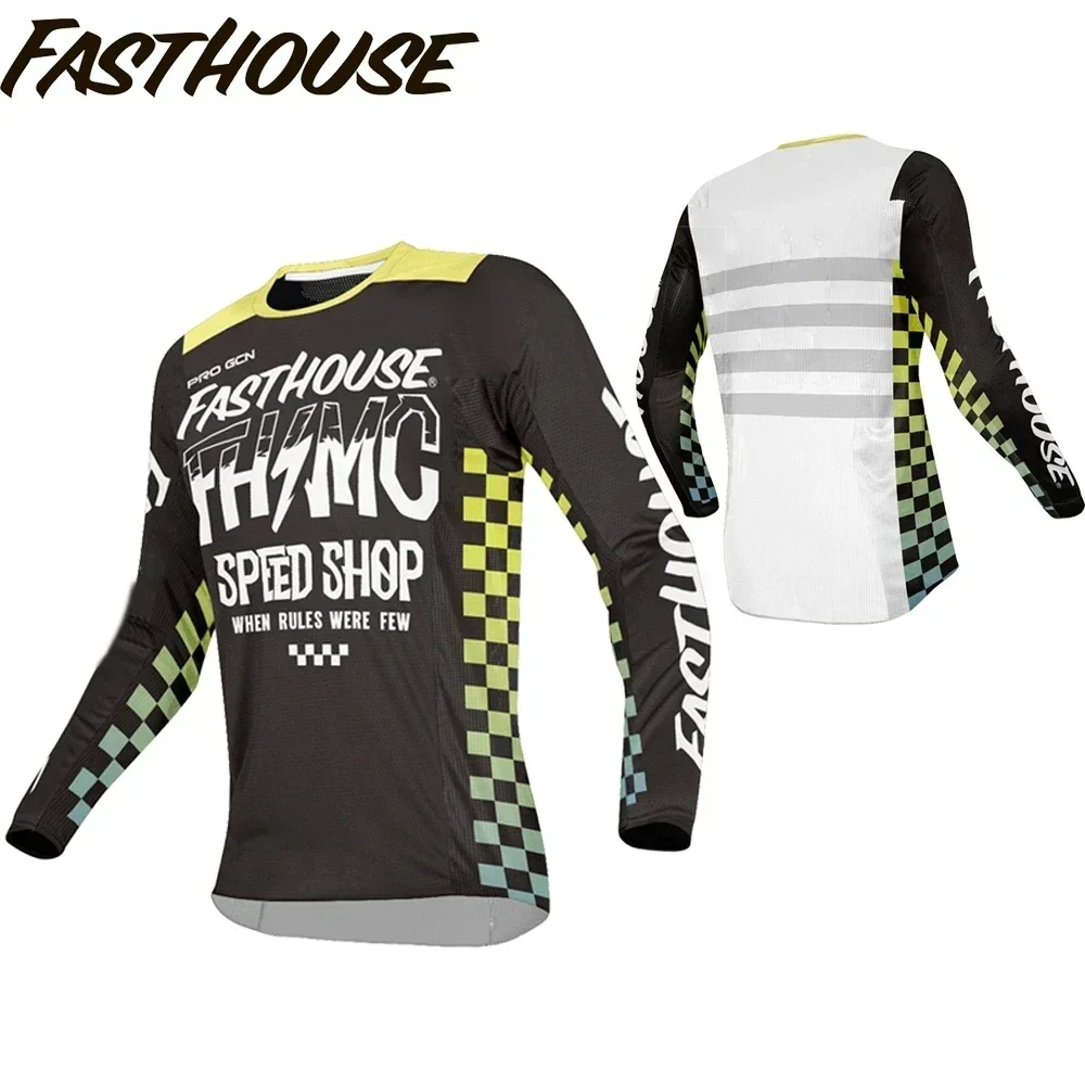 Camisa de Motocross de Secagem Rápida para Homens Manga Longa, Mountain Bike, Camisas MTB, Offroad, Motocicleta Downhill Vestuário