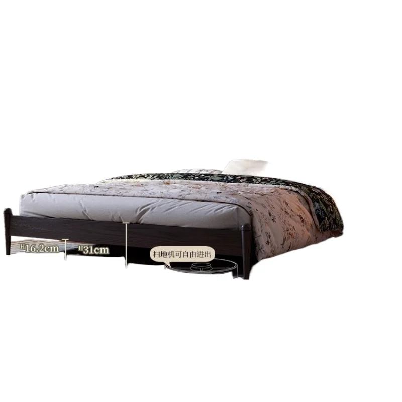 

French retro 1.8M double bed antique American master bedroom furniture black solid wood soft bag wedding bed