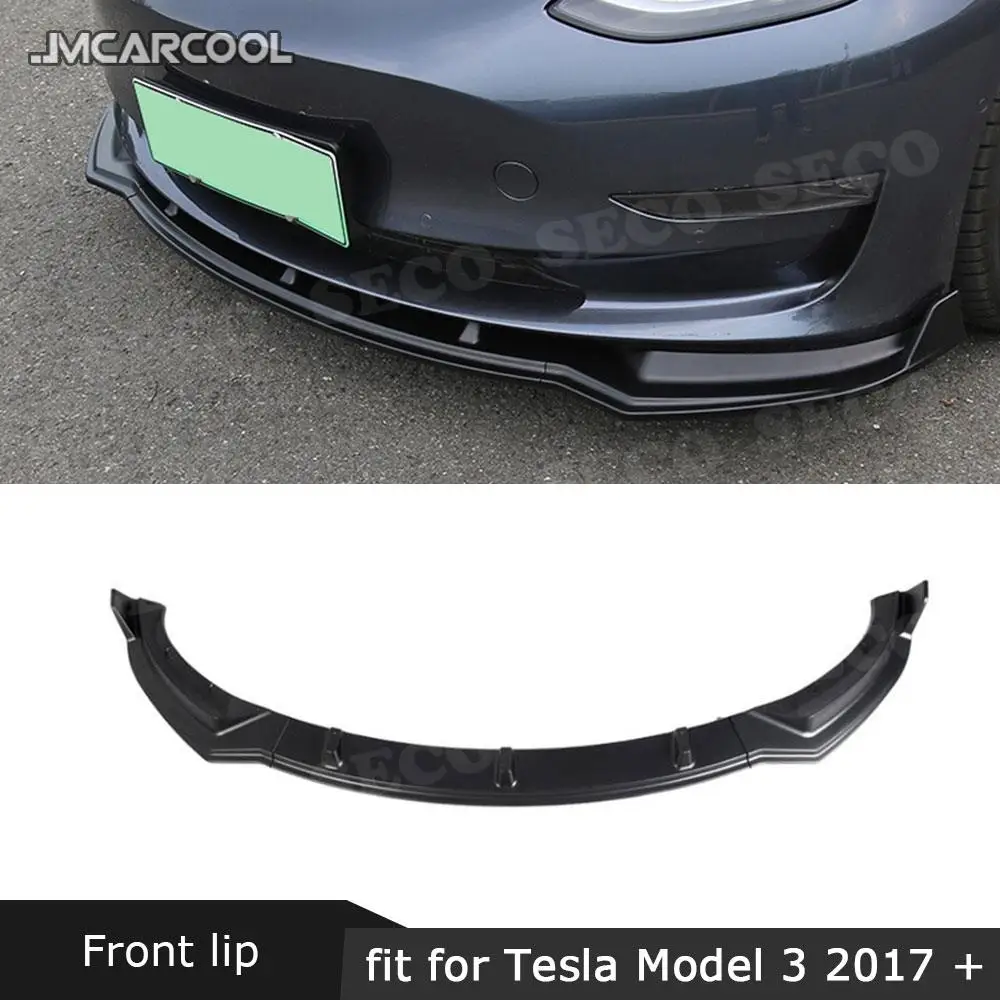

JMCARCOOL Gloss Matt Carbon Look Fiber Front Bumper Lip Splitters Spoiler Body Kits For Tesla Model 3 2018 2019 2020 Auto Parts