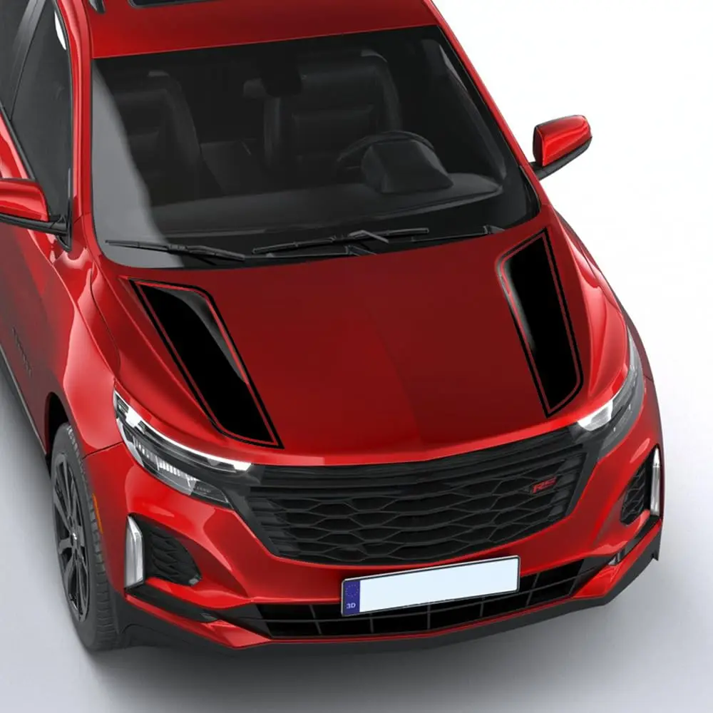 Car Hood Bonnet Racing Sport Vinyl Decal Sticker Stripes Kit Compatible with Chevrolet Equinox 2018 - Present