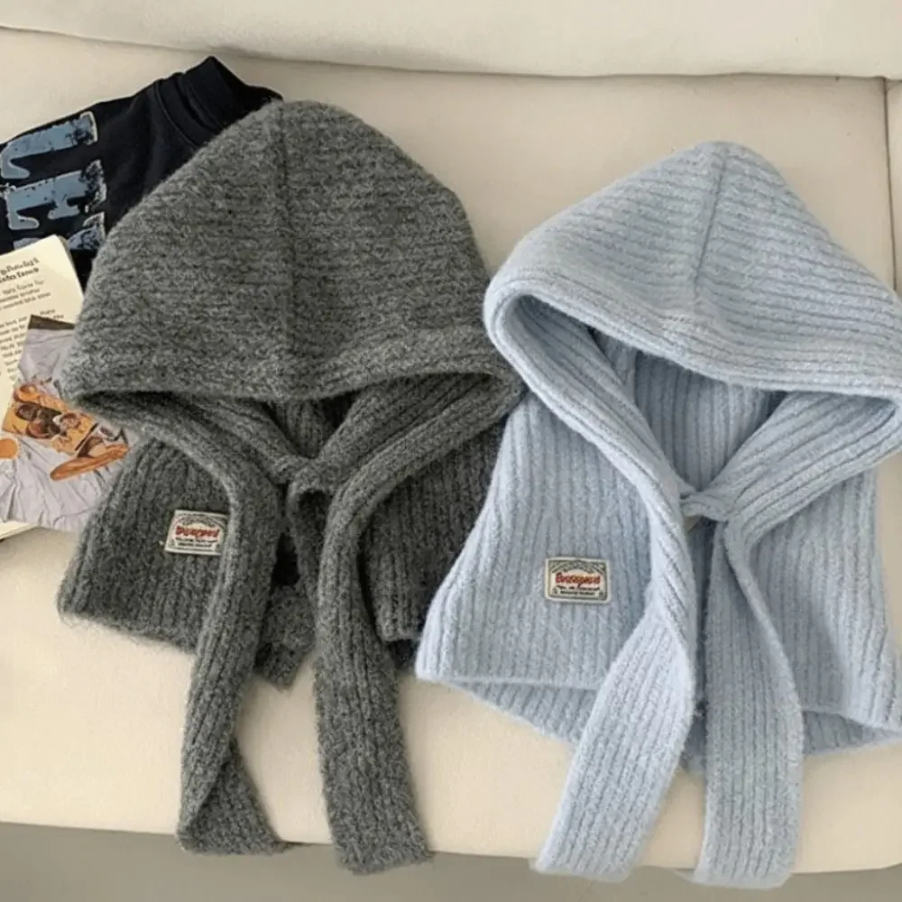 

Шерстяной материал Шерстяная вязаная Балаклава Большая окружность головы Защита шеи Вязаная шапка-бини Защита ушей