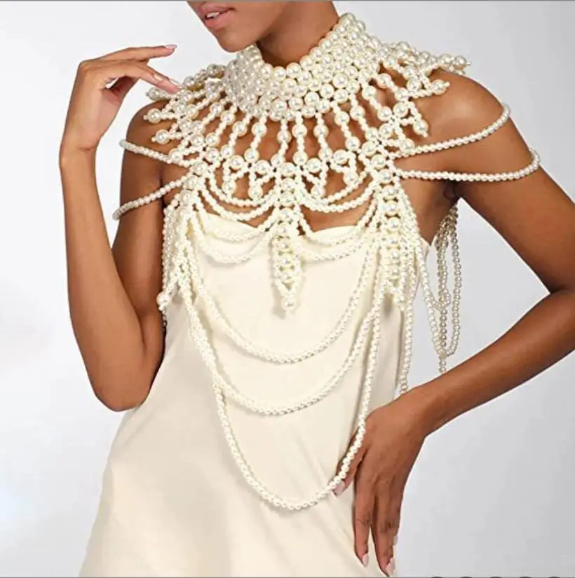 Imagem -02 - Top Feminino Sexy com Correias Halter Pearls Roupas Elegantes Fora do Ombro Xales de Lantejoulas sem Costas Colete de Festa do Clube 2023