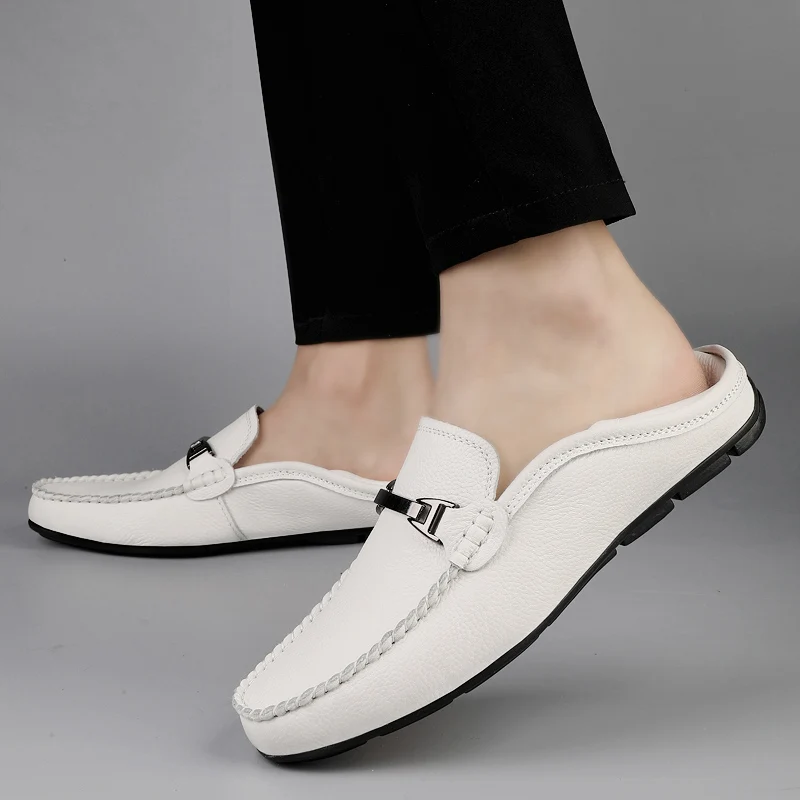 

Luxury Brand Men's Comfortable Soft Sole Top Layer Cowhide Casual Loafers Fashionable New Men's Breathable Anti Slip Bean Shoes