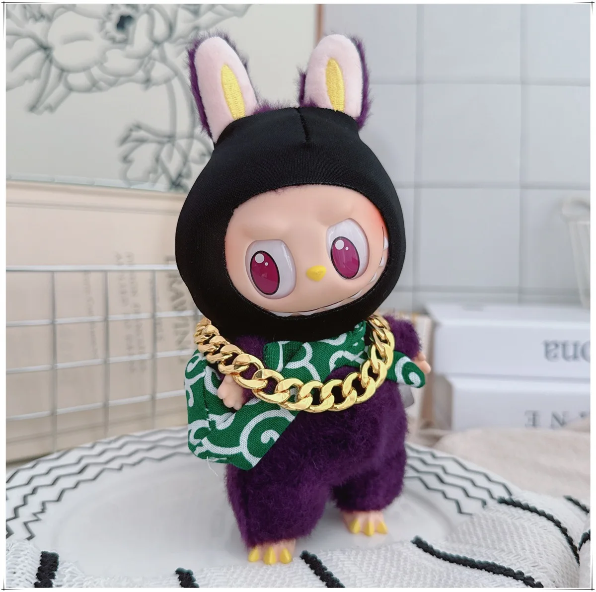 LABUBU เสื้อผ้า Night Role-Play AS the Black-headed Bag Thief,LABUBU อุปกรณ์เสริม,อินเทรนด์กางเกง DIY อุปกรณ์ชุดไม่มีตุ๊กตา