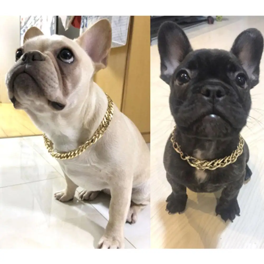 Collar de Bulldog Francés para mascotas, correa ajustable para el cuello, cadena de moda para perros pequeños y medianos, accesorios
