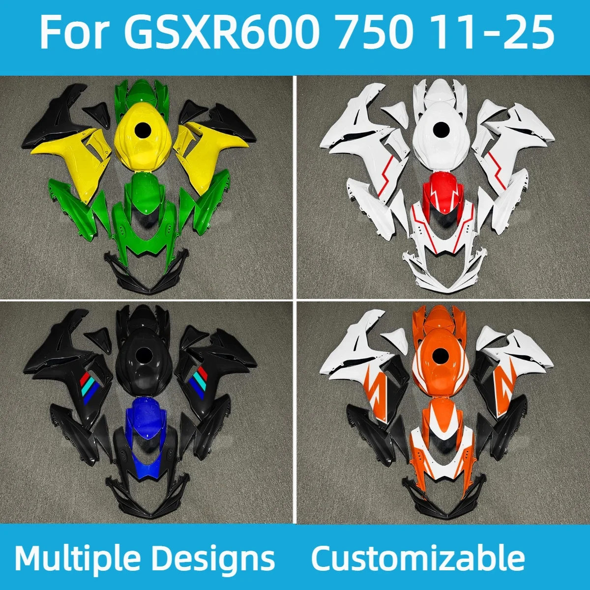 Aftermarket Fairing Kit for GSX-R600 GSX-R750 2011-2025 C3 C4 Injection Molded ABS Bodywork Panels Complete Shield