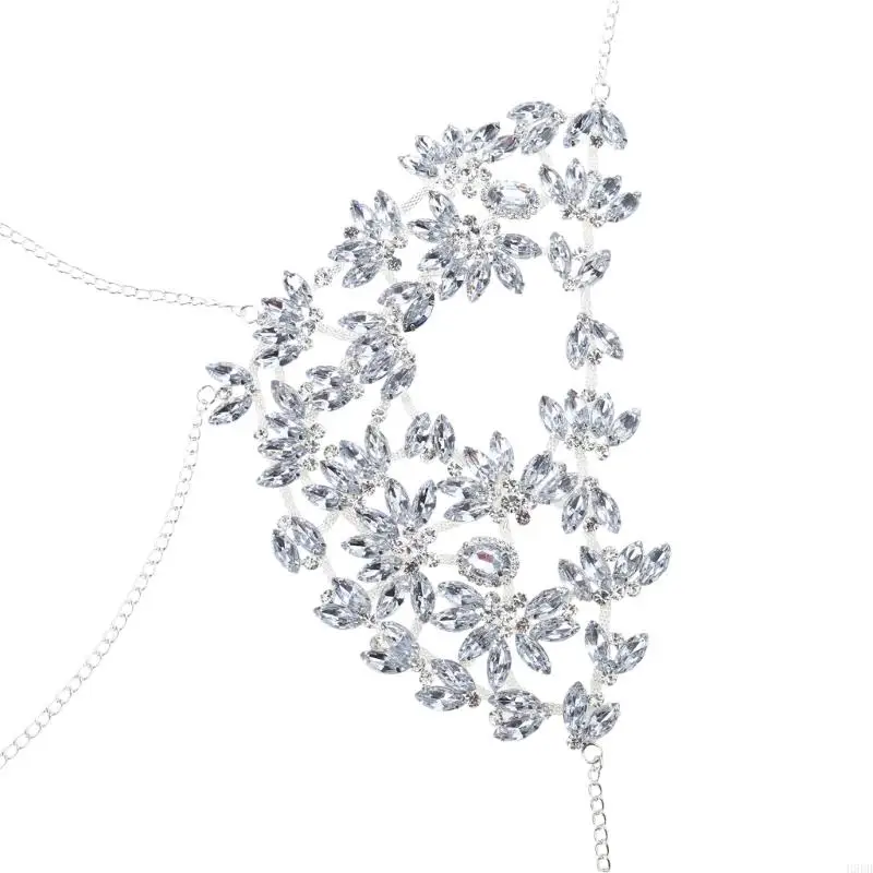 

H9ED Steampunk Crystal Face Mask Music Festival Hair Ornament for Rhinestone Jewellery Imitation Diamond Half for Facial