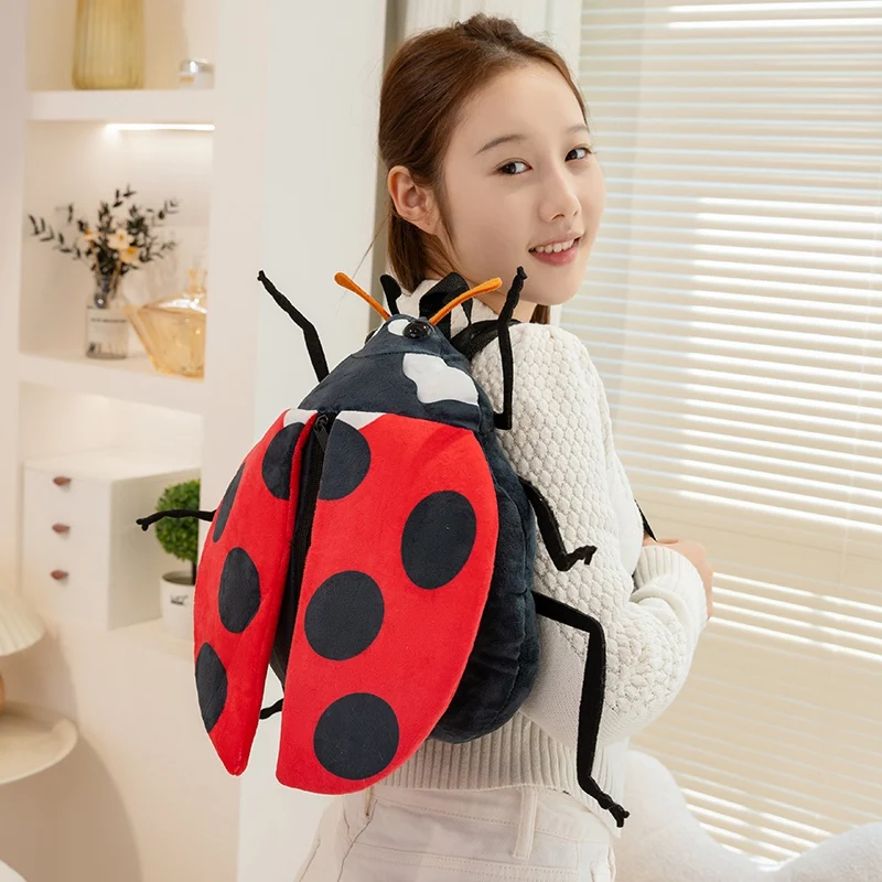 

35/40CM Kawaii Lovely Ladybug Bee Filled Animal Plush Backpack Toy Children's Cute Insect Shoulder Plush Backpack Boy