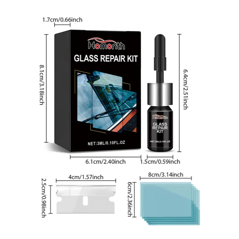 Car Windshield Repair Fluid Car Window Cracked Glass Repair Tool Multifunctional Crack Repair Auto Glass Nano Repair Fluid