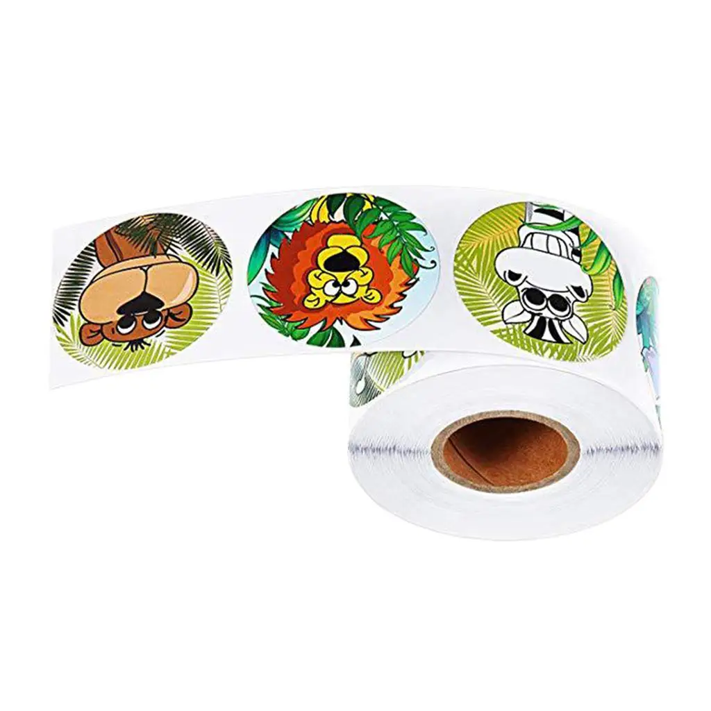 500 Stuks Dieren Roll Sticker, 8 Stijlen Schattige Ontwerpen, Ronde Lijmen, Partij Gunst