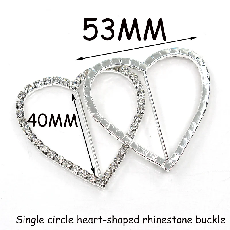 High quality! 2Pcs 53MM Silver Rhinestone Ribbon Buckle Metal Slide Buckle Bow Headband DIY For Scrapbook Decoration Accessories