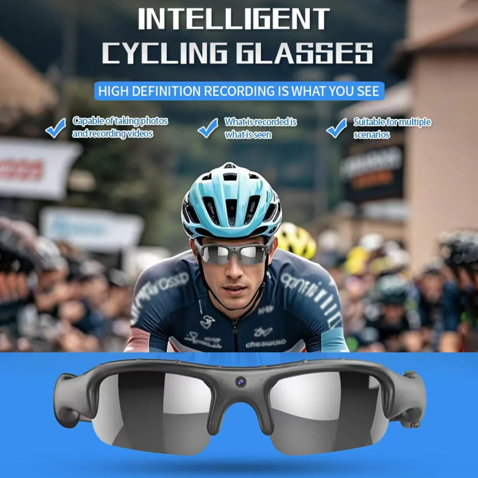 Grabadora de vídeo HD de 1080P, WIFI, cámara para deportes al aire libre, gafas inteligentes, gafas de sol para bicicleta, motocicleta, cámara de disparo, conducción