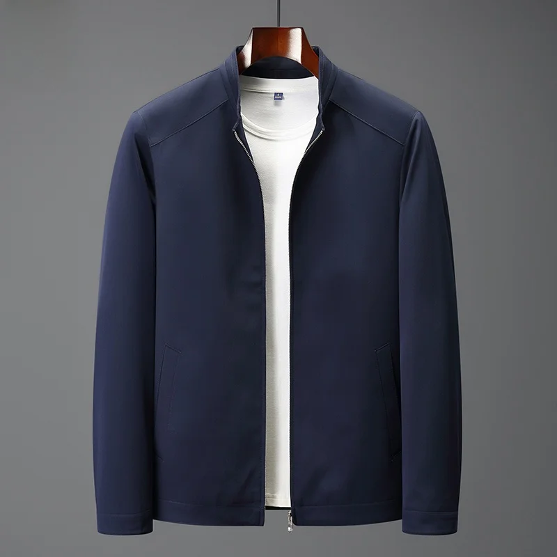 

Classic Men's Color Stand Collar Casual Jaet Paul Faionable Midlife Outerwear Polyester Fiber Long Sve Zipper