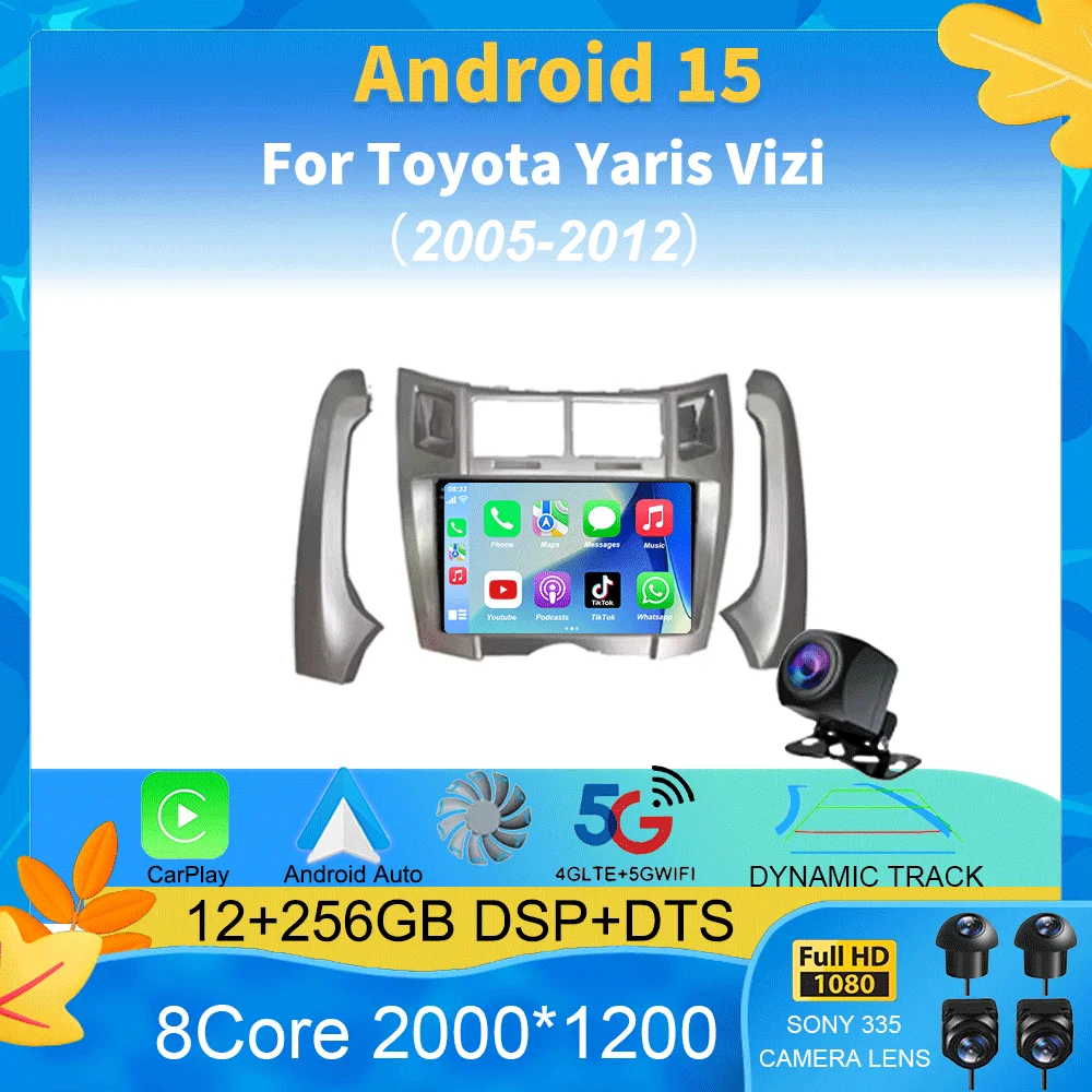 

For Toyota Yaris Vizi 2005 - 2012 Carplay Car Multimedia Player Radio XP90 Car Radio Wireless carplay GPS Navigator Android 15