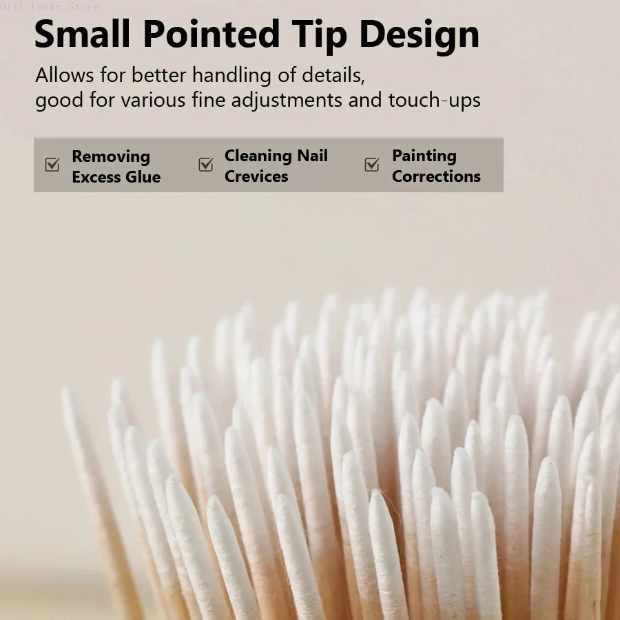 

50pcs/100Pcs/500pcs Nail Art Makeup Eyeliner Correction - Beauty Tools for Double-Ended Cotton Swabs Fine Pointed Tips