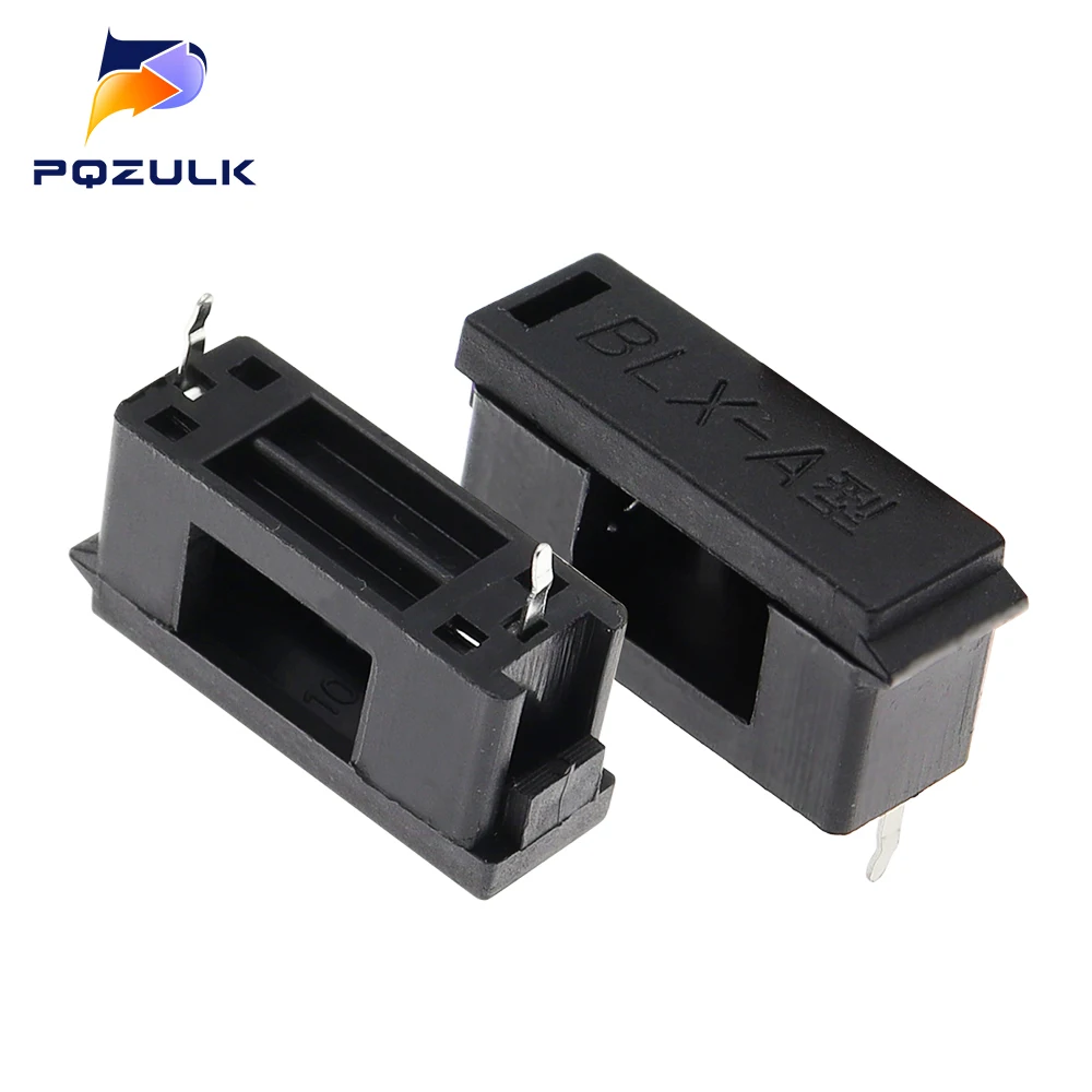 10Pcs 5x20mm Fuse Holder With Cover Chassis/Panel Mount BLX-A Black For PCB Board S08 Drop ship