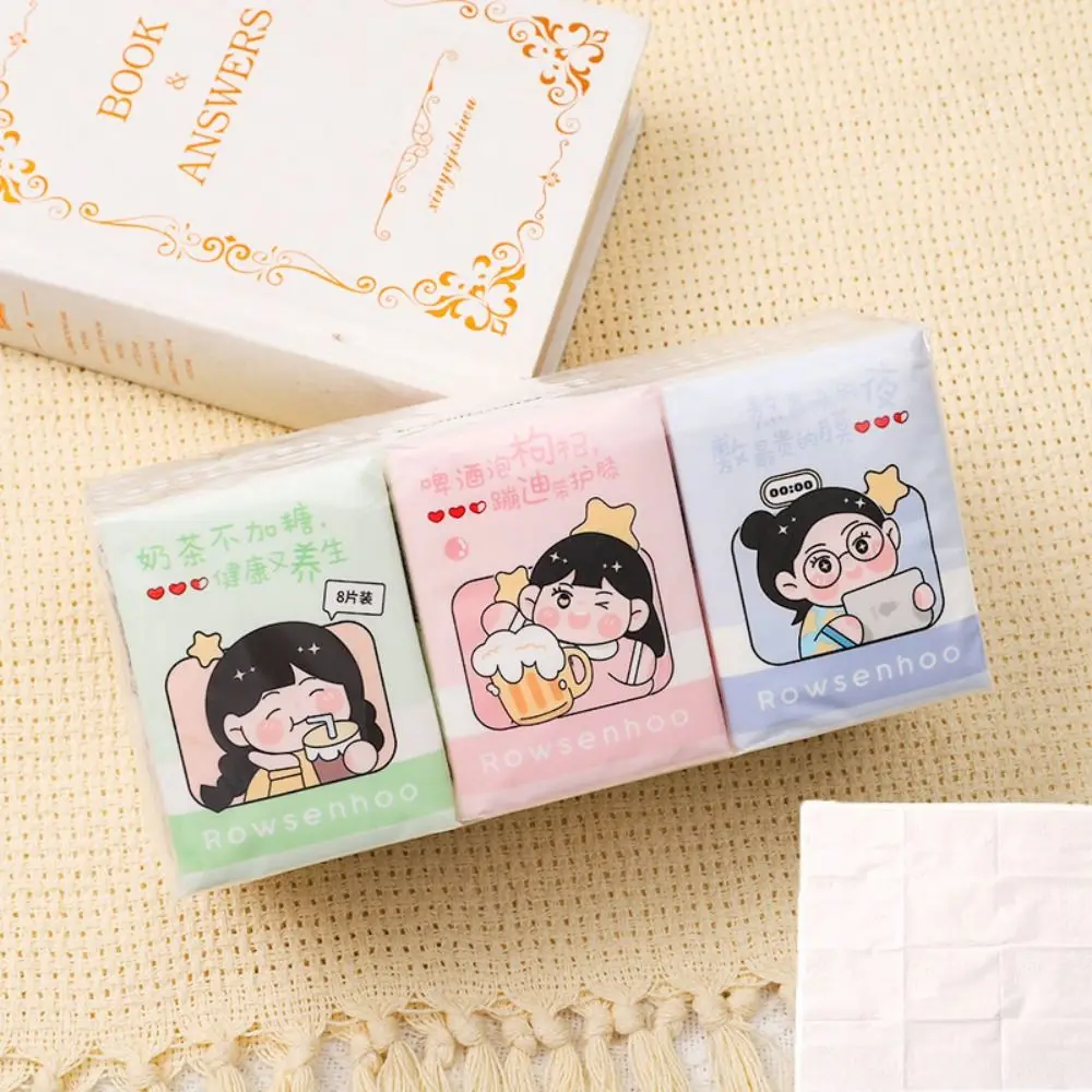 

Cute 9 Packs Capybara Handkerchief Paper 3Ply Soft Bear Toilet Paper Skin-friendly Cleaning Capybara Peripheries Wipe Hands