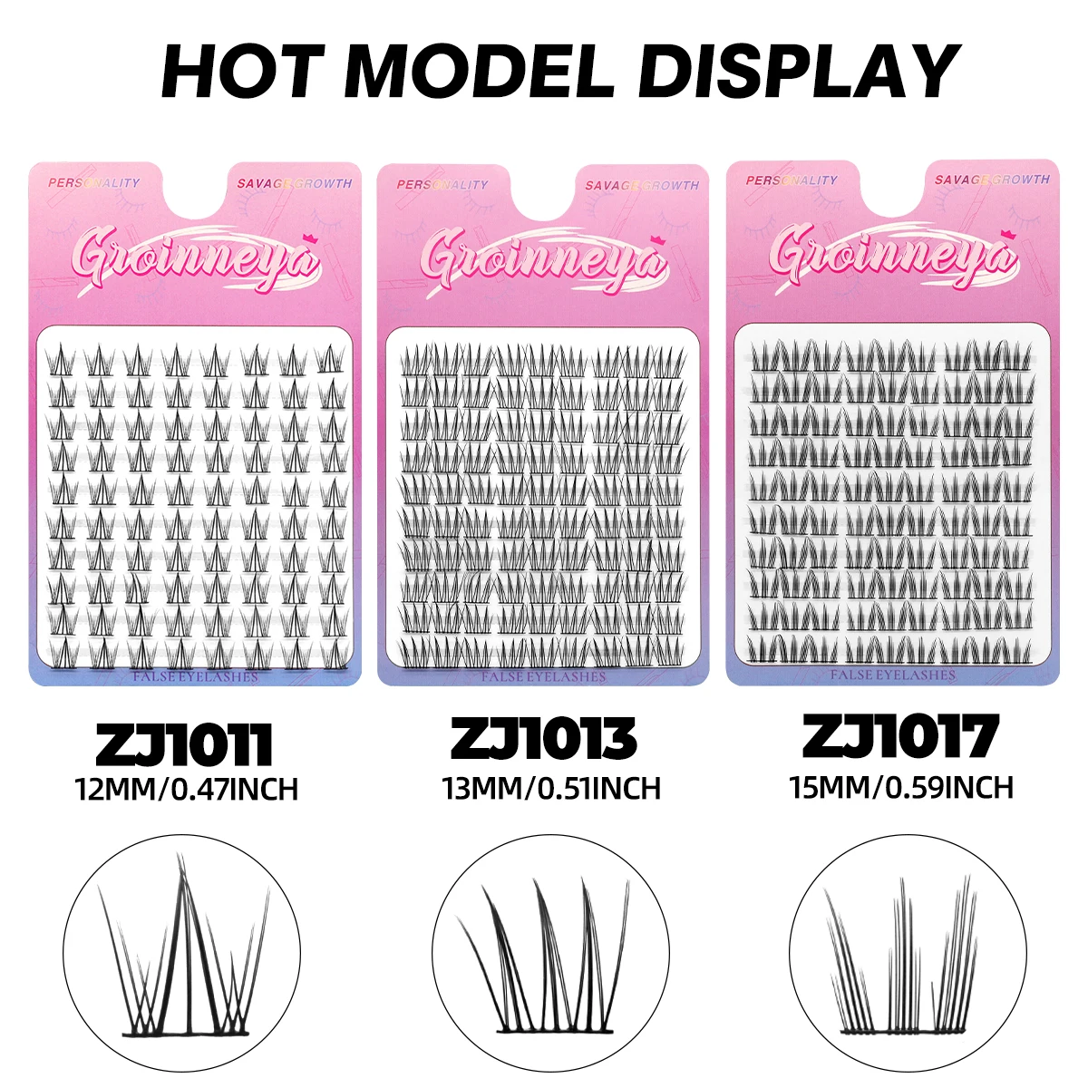 GROINNEYA 일일 DIY 가짜 속눈썹 고양이 눈 속눈썹 60/120 개별 속눈썹 자연 모양 속눈썹 확장 메이크업 집에서