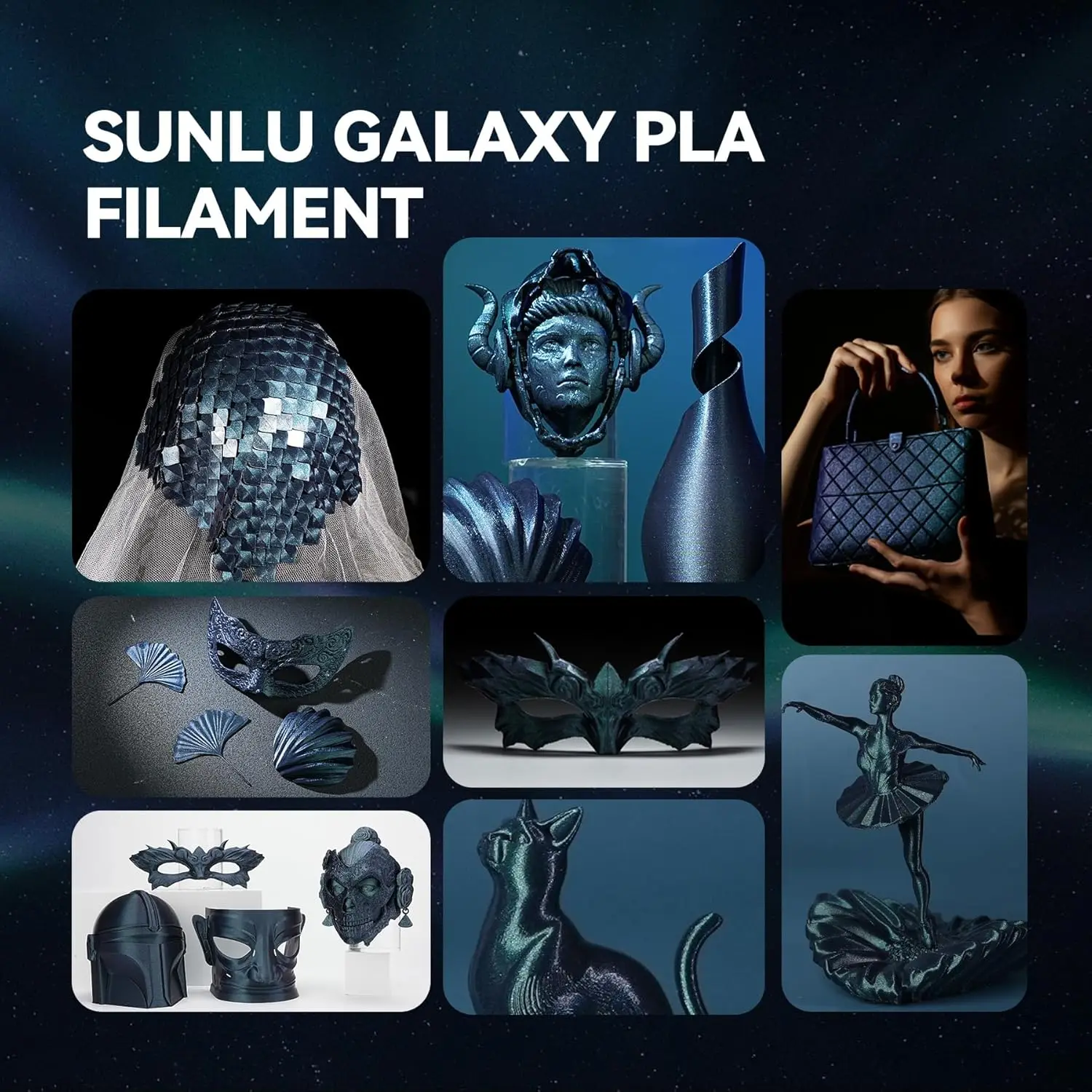JAYO PLA Galaxy .75mm Filament 3D 5 rolek/zestaw Zmieniający Kolor Perłowy Brokatowy Filament PLA do Drukarek 3D FDM — zdjęcie produktu 4