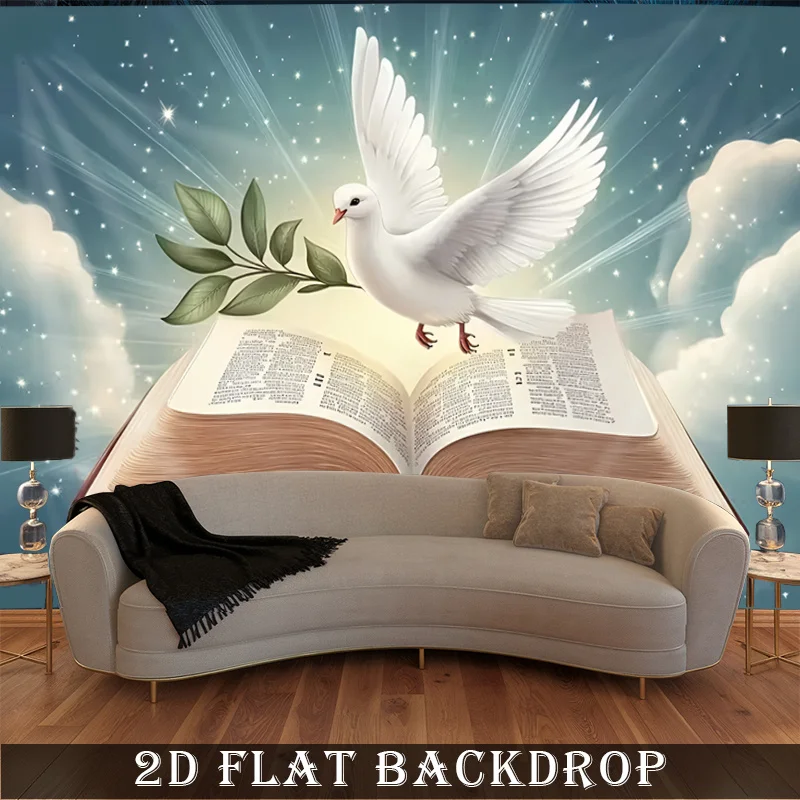 Serene Dove Flying Open Book Wall Tapestry Polyester Backdrop Boho Nursery Art Print Living Room Decor Unique Wall Hanging