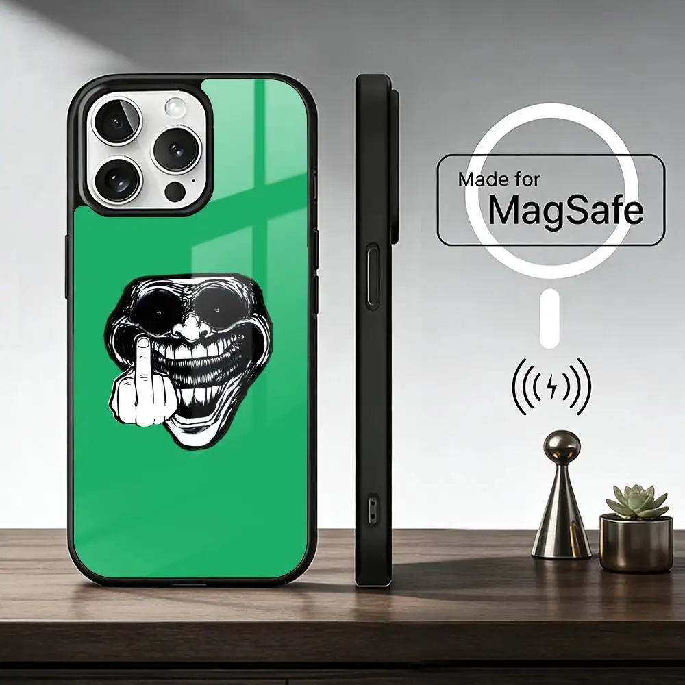 Funny meme T-Trollface Phone Case For iPhone17,16,15,14,13,12,11 Plus,Pro Max For Magsafe Wireless Charging