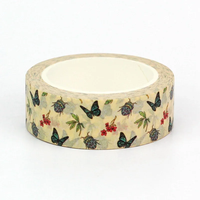 1X 10M Decor Vintage Botanical Butterfly Beetle Washi Tape for Scrapbooking Journaling Adhesive Masking Tape Kawaii Papeleria