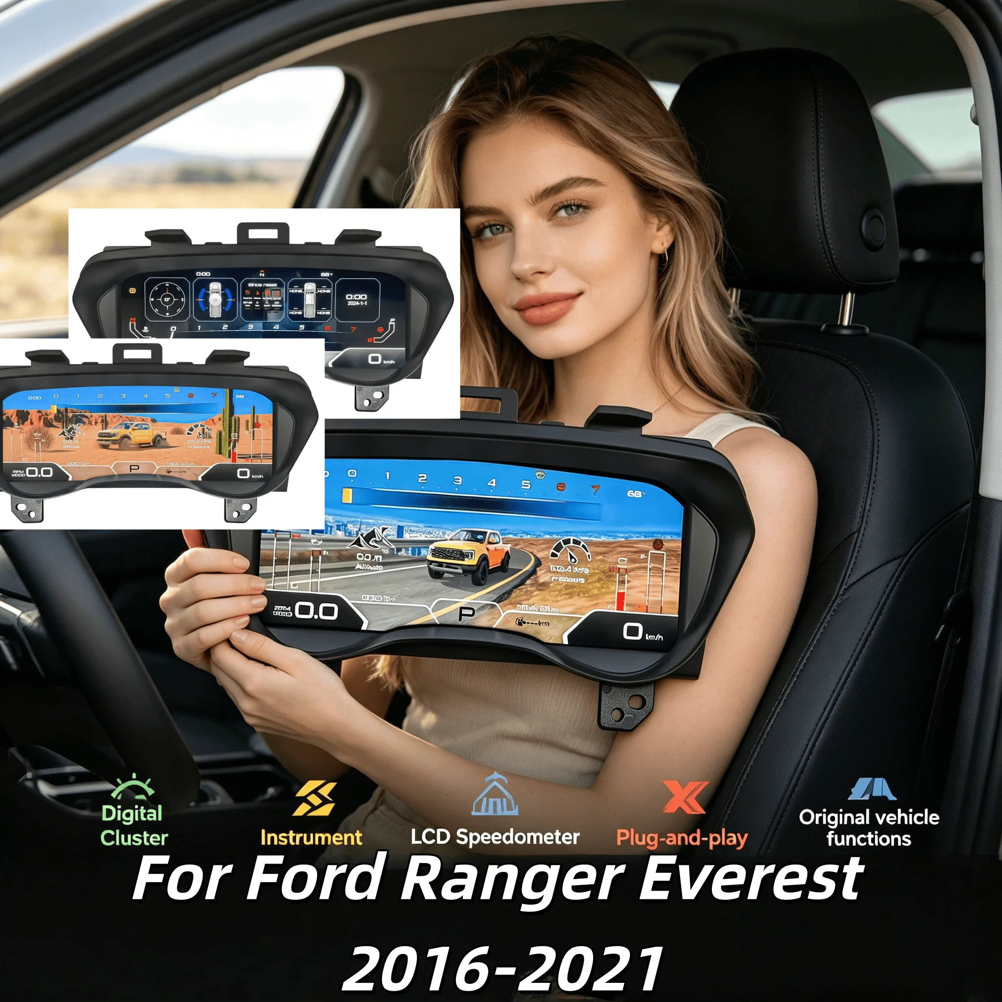 Velocímetro Virtual para Ford Ranger/Everest 2016-2020, Instrumento Digital para el Tablero del Automóvil, Panel de Instrumentos, Odómetro