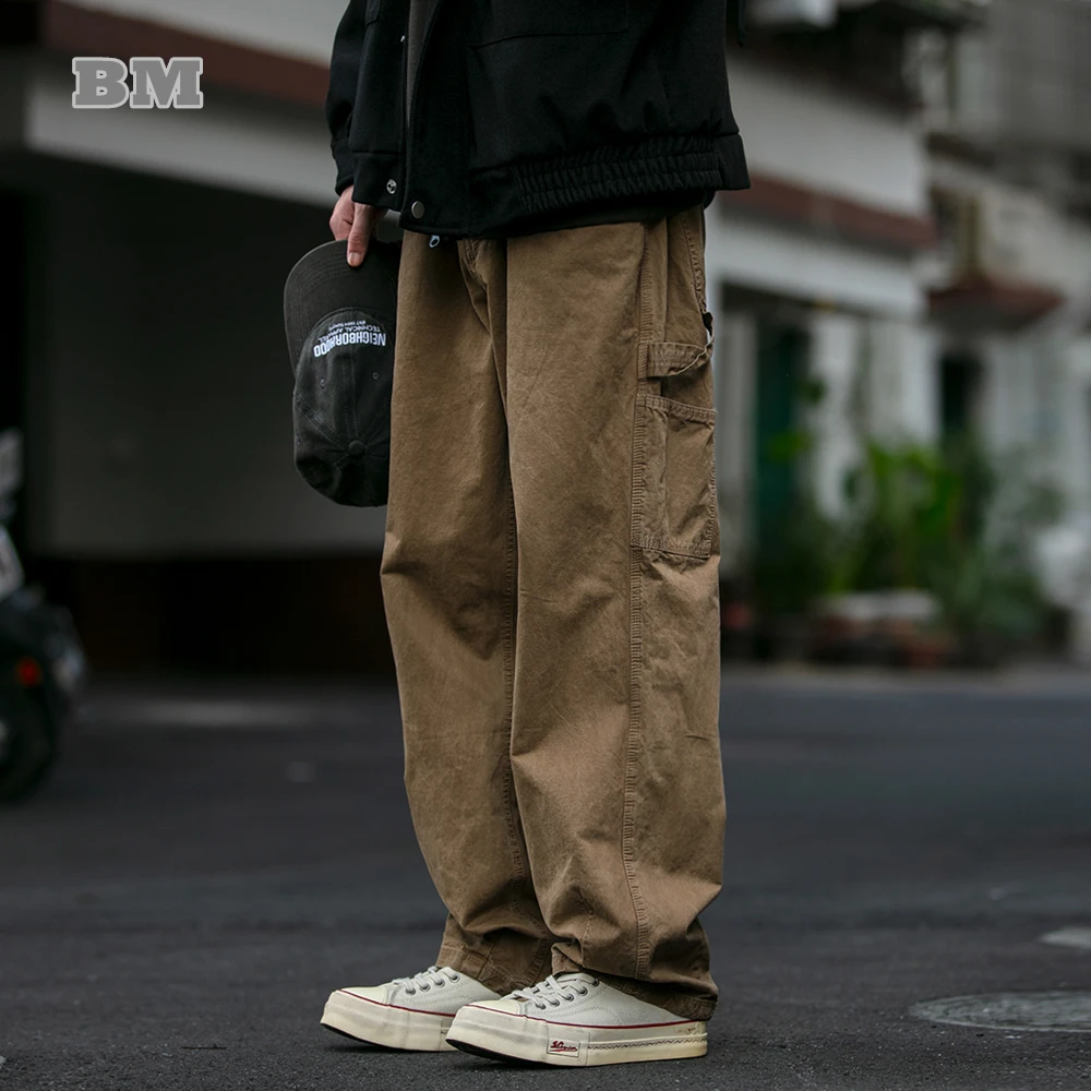 Japanese Streetwear High Quality Cargo Pants For Men Clothing Harajuku Casual Straight-Leg Trousers Vintage Baggy Pants Male