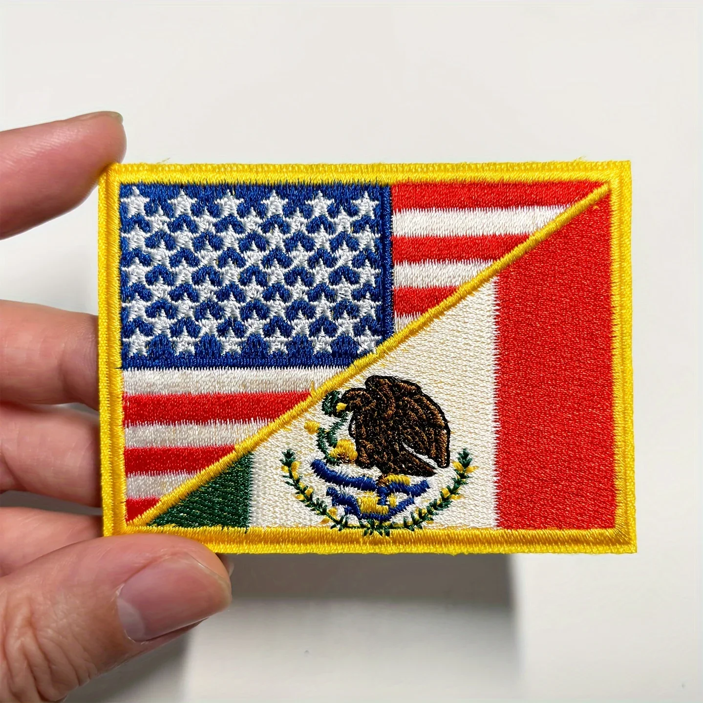 2pcs USA & Mexico Combined Flag Patch, Embroidered Dual-Nation Applique, Iron On/Sew On Emblem
