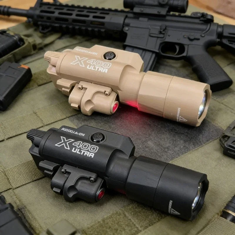 Tactical 2-in-1 X400U Flashlight Laser Pointer High-intensity 20mm Rail For Toy Airsoft Guns Hunting Shooting CS Game Equipment