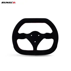 270mm Flat Steering Wheel Suede Racing Kart/Game Rims Pcd:3x50mm Stitched Red/blue/yellow 5160