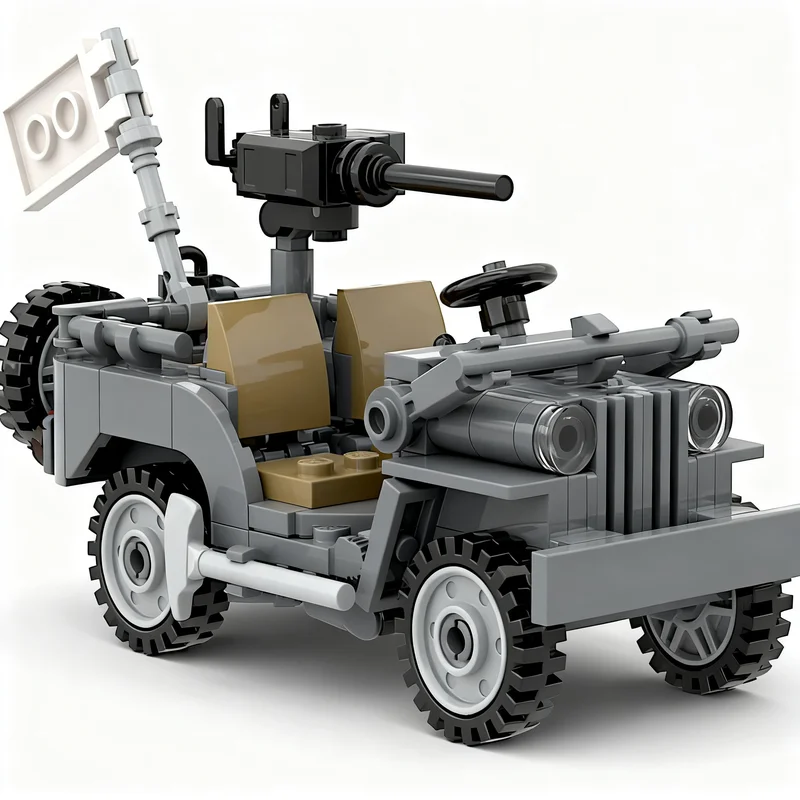 198pcs MOC Cars WW2 Willys Jeeped Model Christmas Gift Decorative Set Creative DIY Assembly Kit And Display Art