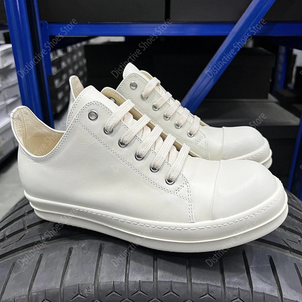 

Brand Luxury Designer High Quality Causal Men Shoes RO Black Leather Women Shoes Low-top Lace-up Shoes Classic Flat Sneakers