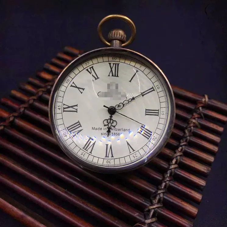 60mm Republic Period Mechanical Pocket Watch Chinese Antique Miscellaneous Collectible Round Clock Desktop Decor Ornament