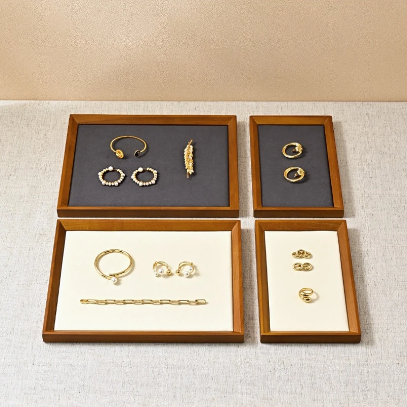 Wooden Jewelry Organizer Tray Jewelry Ring Bracelet Necklace Viewing Tray Watch Jewelry Display Tray Jewelry Storage Plate