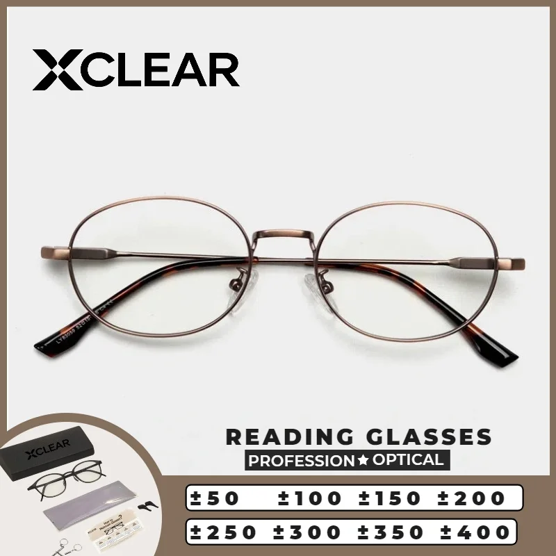 

Очки для чтения XCLEAR с металлической оправой, круглые, унисекс, новый дизайн, премиум-класса, с диоптриями, на заказ