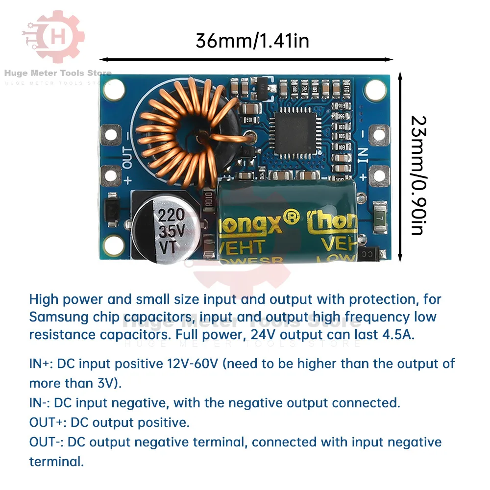 5A DC-DC Buck Module 60V 48V 36V 24V to 5V12V Step Down Adjustable Power Supply Module LED Lithium Charger With Heat Sink