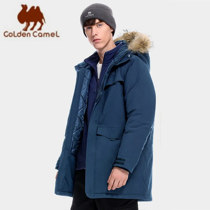 GOLDEN CAMEL Hiking Jackets Women Fashion Men Winter Coats Plush thick Mid-length Padded Outdoor Down Jacket for Men Waterproof