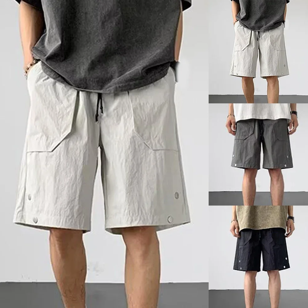 Trendy Casual Shorts Mens Ice Silk Shorts 2XL Breathable Quick Drying Shorts Quick Drying Shorts Medium Waist Slight Stretch