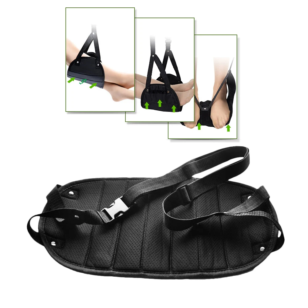 Compact Foot Rest Hammock Canvas Strong Buckle Adjustable Sling Travel Desk Airplane Train Portable Lightweight